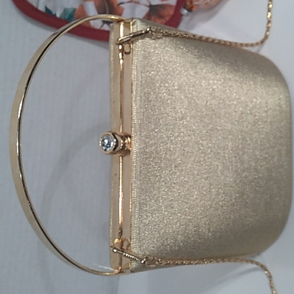 HANDBAG SHOULDER BAG SATIN WITH GOLD TONE HARDWARE - Picture 3 of 13